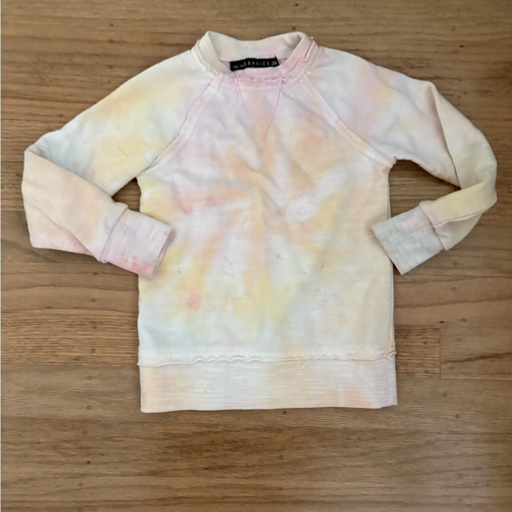 Tie-Dye Pastel Crewneck Sweatshirt for Kids - Pink & Yellow Orange